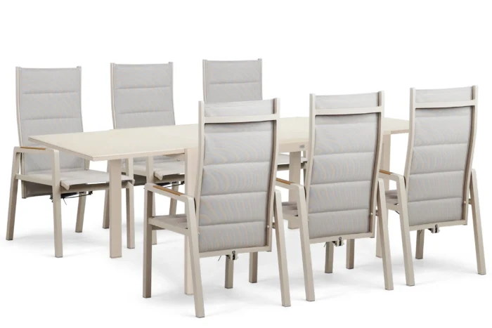 Lifestyle Garden Furniture Essence/Montaro 140/240x90 cm dining tuinset 7-delig - Taupe-naturel-bruin
