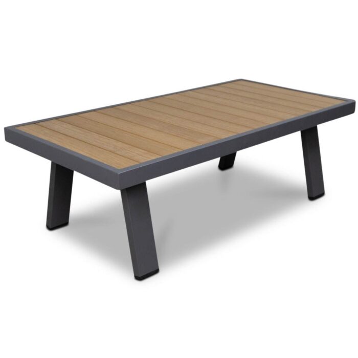 LUX outdoor living Lola loungetafel rechthoekig | aluminium + polywood | Natural Wood/antraciet | 121x60cm