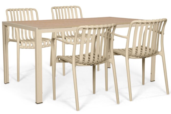 Domani Furniture Alba/Creta 160×90 cm dining tuinset 5-delig – Zand/Beige
