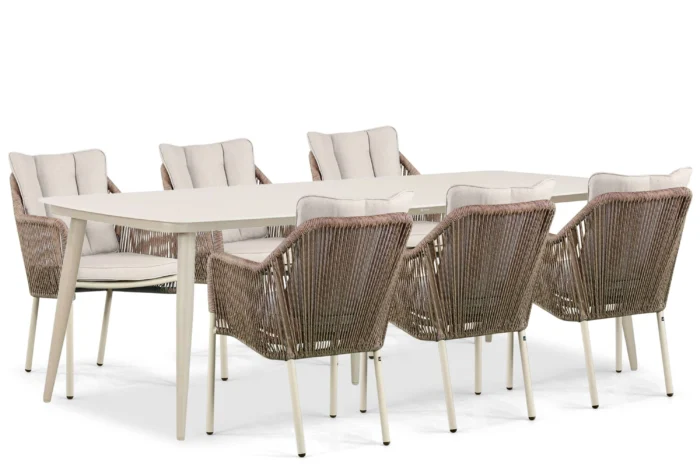 De Laan Projects Lifestyle Marbella/Vienna 240 cm dining tuinset 7-delig - Taupe-naturel-bruin