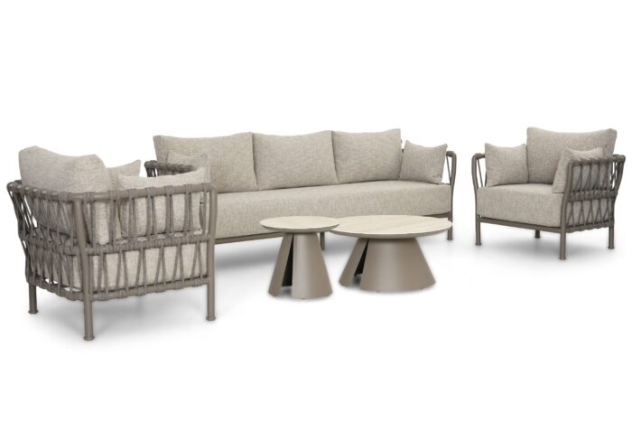 Santika Furniture Miyora/Cayora 50/80 stoel-bank loungeset 5-delig – Zand/Beige