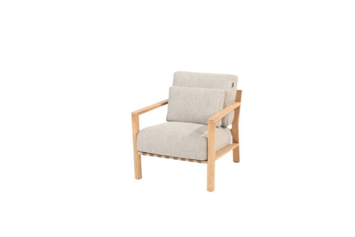 4so Lucas lounge stoel teak incl. 3 kussens 88.5x75x93 cm – bruin