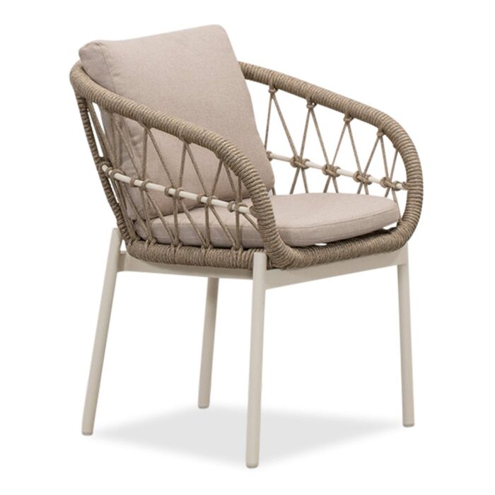 LUX outdoor living Dakota dining tuinstoel | touw + aluminium | beige/wit
