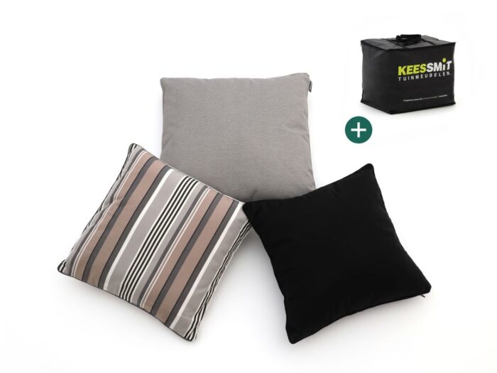 Kees Smit Collectie Sierkussen set Timeless Stripe Natural Laagste prijsgarantie! – Grijs