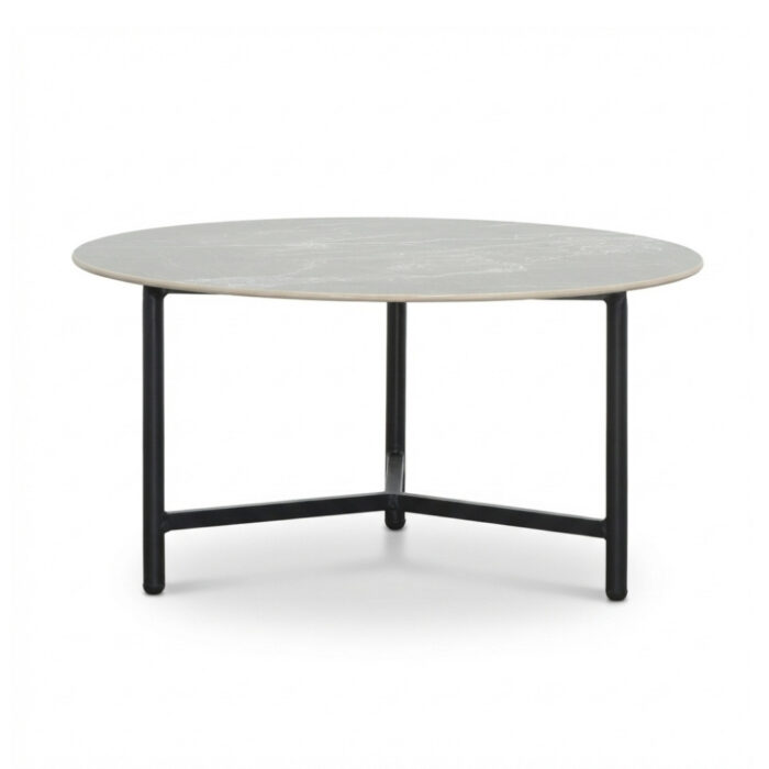 LUX outdoor living Logan koffietafel | sintered stone + aluminium | Marble Grey | 75cm rond – Grijs