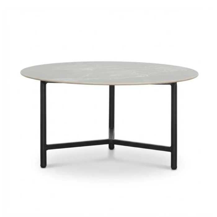 LUX outdoor living Logan koffietafel | sintered stone + aluminium | Marble Grey | 75cm rond - Grijs