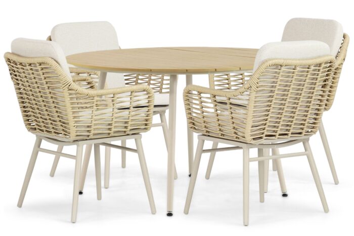 Coco Antoni/Matale 125 cm dining tuinset 5-delig – Taupe-naturel-bruin