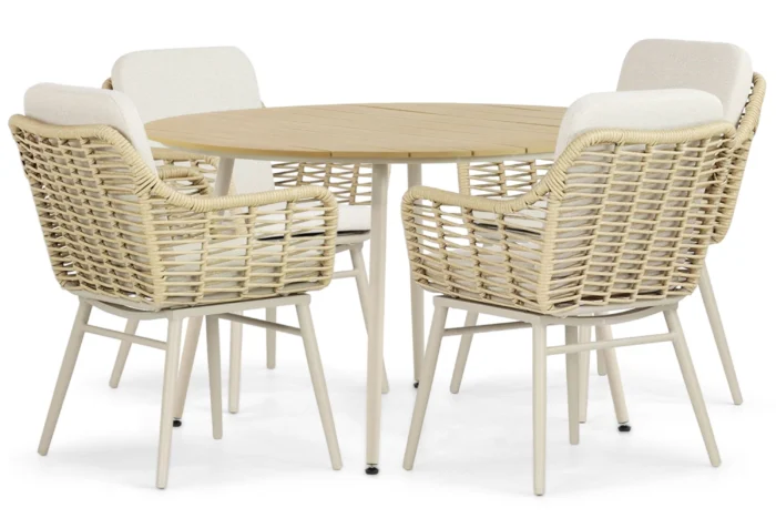 Coco Antoni/Matale 125 cm dining tuinset 5-delig - Taupe-naturel-bruin
