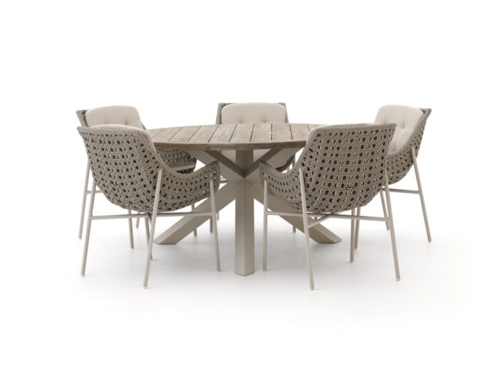 Manifesto Furniture Novara/ROUGH-Y ø150cm dining tuinset 6-delig - Bruin