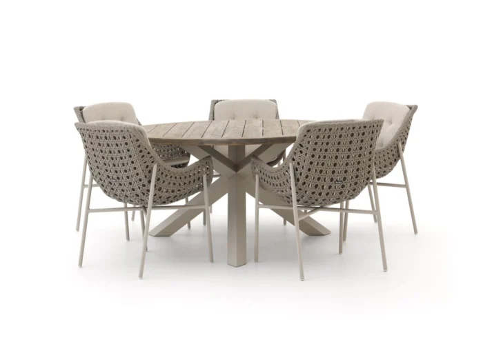 Manifesto Furniture Novara/ROUGH-Y ø150cm dining tuinset 6-delig - Bruin