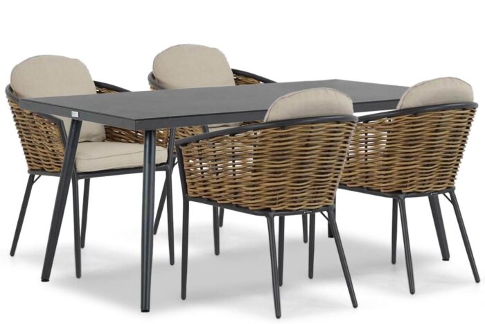 Lifestyle Garden Furniture Nice/Valencia 170 cm dining tuinset 5-delig – Grijs-antraciet