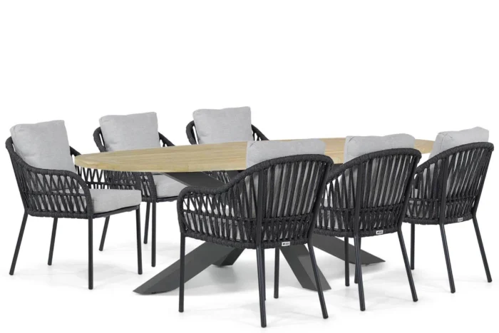 Coco Puerto/Brookline 240 cm dining tuinset 7-delig - Grijs-antraciet