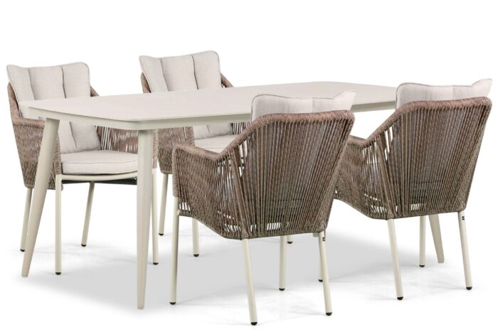 De Laan Projects Lifestyle Marbella/Vienna 180 cm dining tuinset 5-delig – Taupe-naturel-bruin