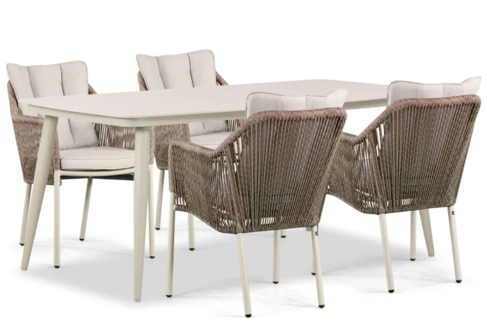 De Laan Projects Lifestyle Marbella/Vienna 180 cm dining tuinset 5-delig - Taupe-naturel-bruin