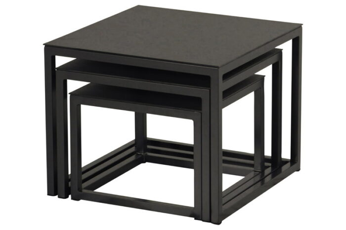 Hartman Biarritz Sqr Coffee tafel Set 3 tafeltjes – zwart
