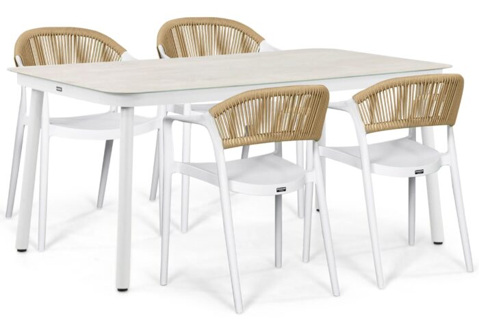 Domani Furniture Toscano/Tavano 160×90 cm dining tuinset 5-delig – Wit