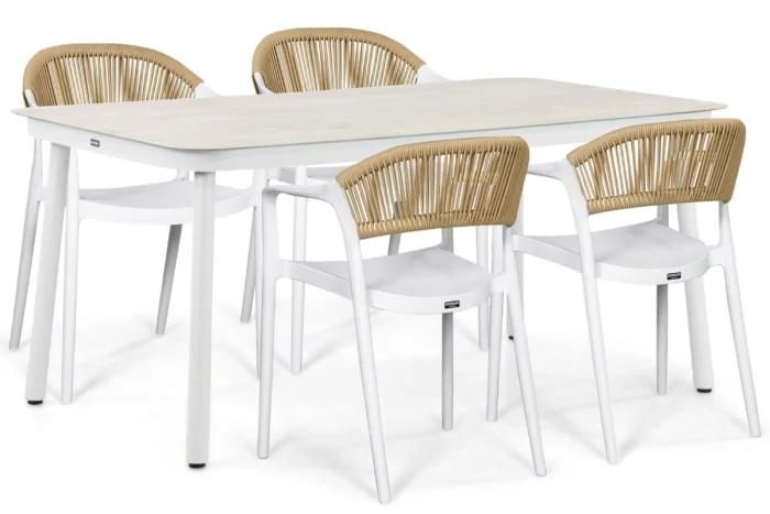 Domani Furniture Toscano/Tavano 160x90 cm dining tuinset 5-delig - Wit